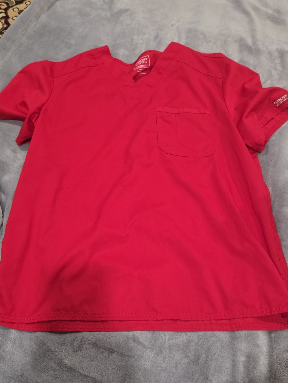Cherokee Red Short Sleeve Scrub Top